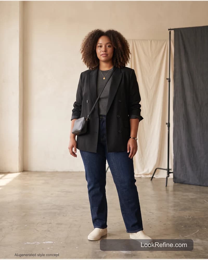 Fictional adult model: capsule wardrobe, city styling concept