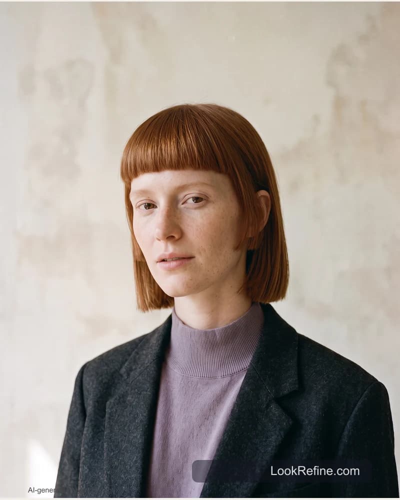 Fictional adult model: haircut ideas, blunt styling concept