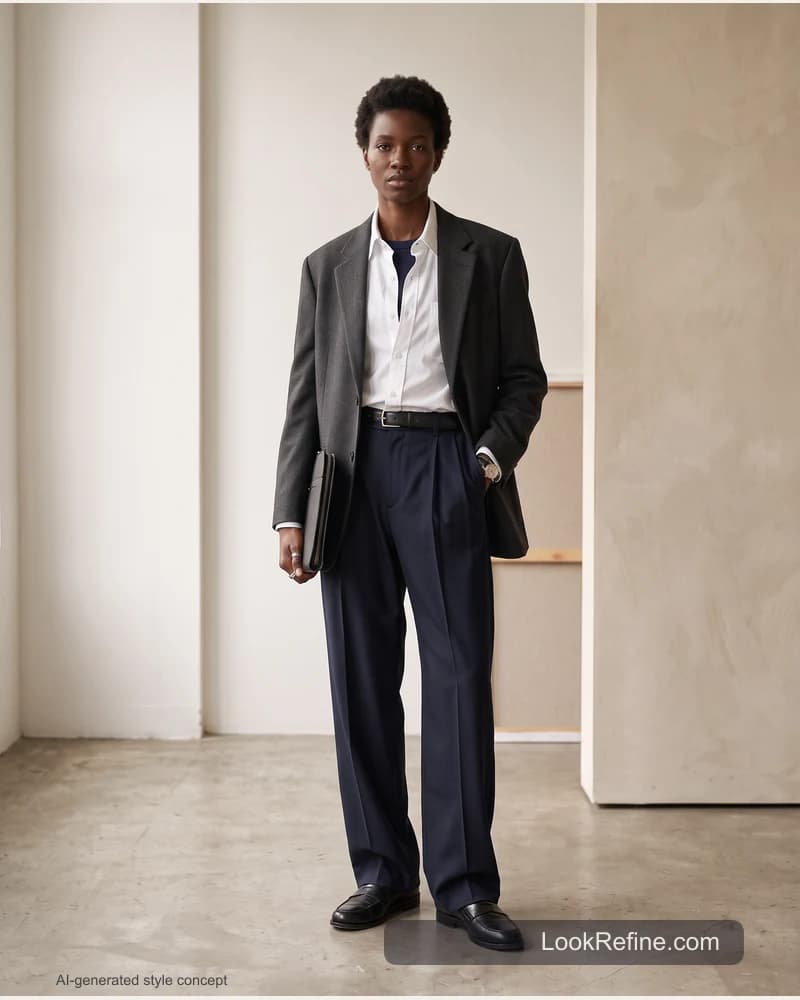 Fictional adult model: outfit ideas, office styling concept