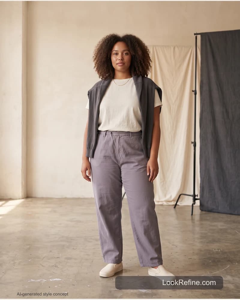 Fictional adult model: capsule wardrobe, minimal styling concept