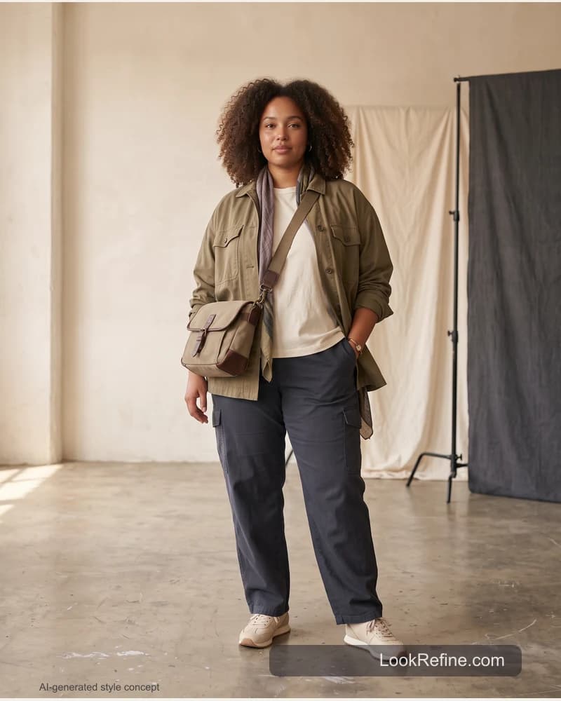 Fictional adult model: capsule wardrobe, travel styling concept