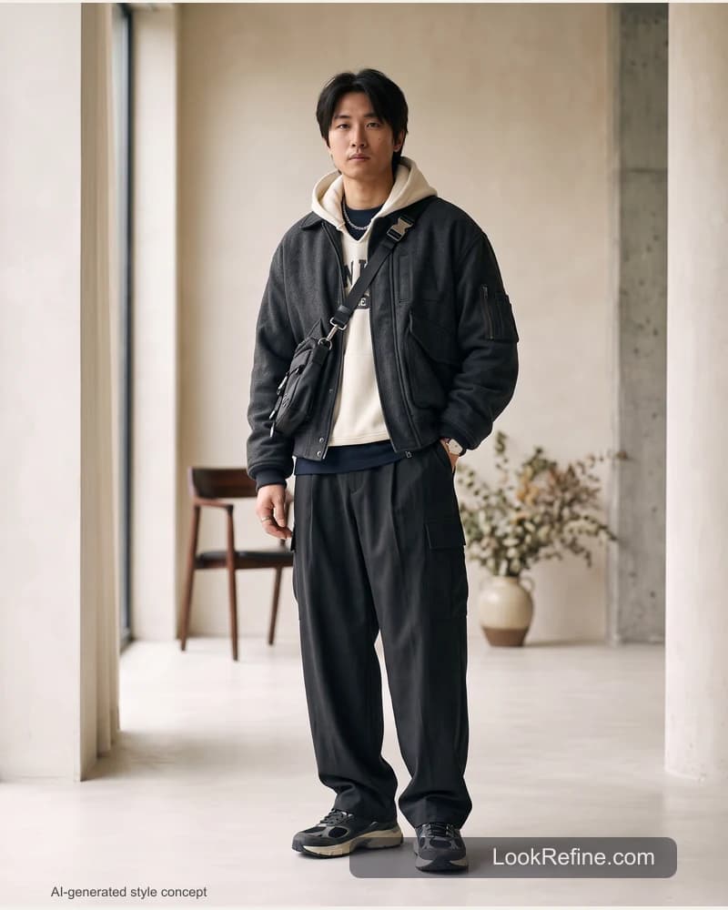 Fictional adult model: glow up, Streetwear styling concept