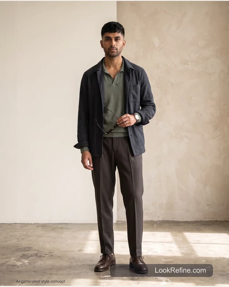 Fictional adult model: looksmaxxing, casual styling concept