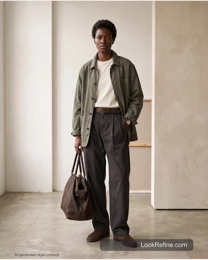 Fictional adult model: outfit ideas, weekend styling concept