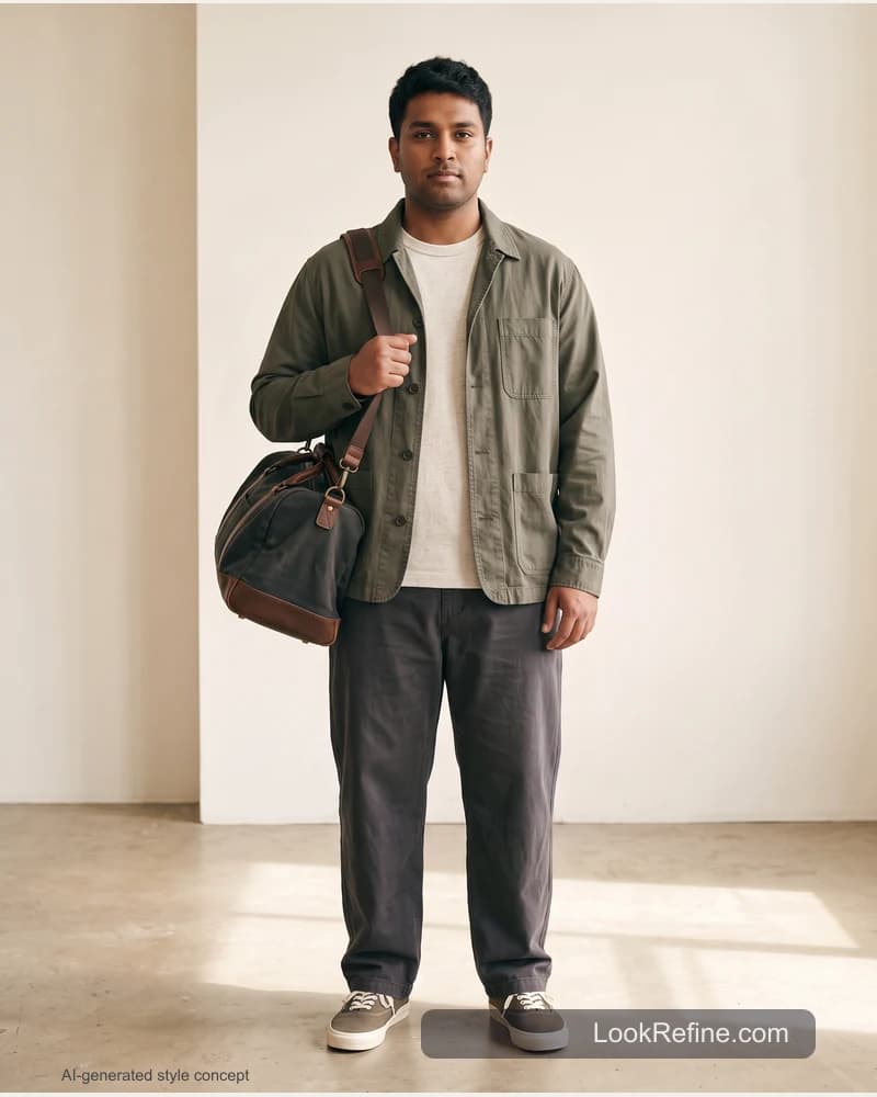 Fictional adult model: travel outfit ideas, weekend styling concept